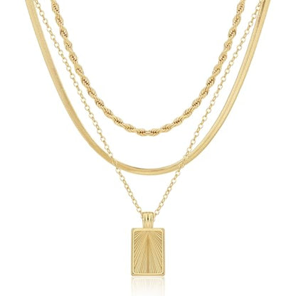 MFRYK Gold/Silver Necklaces Stack For Women,14K Gold/Sterling Silver Plated Simple Layered Choker Necklaces For Women,Stackable Multilayer Pearl Cross Disc Circle Pendant Cuban Herringbone Snake Paperclip Chain Necklaces Set Jewelry Gift for Women - style