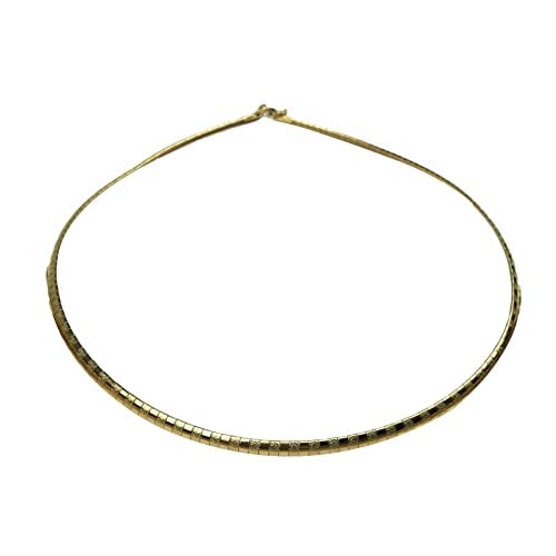 JAJAFOOK 4/6/8 MM Width Snake Bone Chain Stainless Steel Slash Wavy Flat Omega Collar Necklace - color: 6mm Gold(1pcs)
