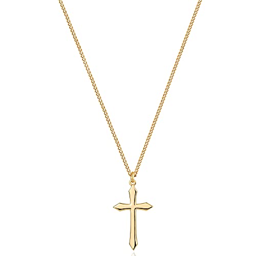 Fettero Cross Necklace for Women Faith Pendant 14K Plated Dainty Chain Necklaes Minimalist Simple Tiny God Lords Prayer Religious Jewelry - style: Blank Cross