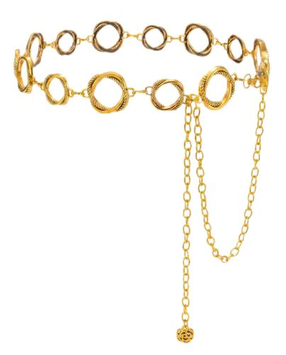Ladies Waist Chain, Chunky Metal Chain Belts for Women - color: Gold-squircle