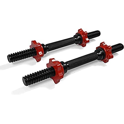 Yes4All Threaded Dumbbell Handles, Adjustable Dumbbell Bar Pair, 14/16/18/24-Inch Sizes, Fits 1" or 1.15" Plates, Non-Slip Grip, Secure Star-Lock Collars - color: 14" - Chrome - Black
