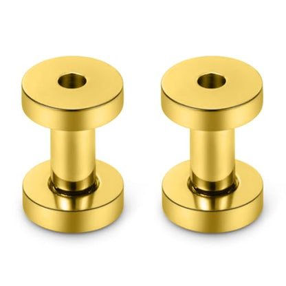 Astm F136 Titanium Ear Gauges Screw Fit Flesh Tunnels Plugs Gauges Earring Expander Stretcher Ear Tunnels For Ears 10G 8G 6G 4G 2G 0G 00G Plug Earrings Body Piercing Jewelry For Women Men - color: 8G Tunnels, Gold