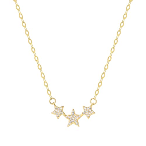 Starain Heart Necklaces for Women Dainty Cubic Zirconia Love Heart Pendant Necklace 18K Gold Plated Chain Trendy Stuff Jewelry - color: N Gold Stars Necklace