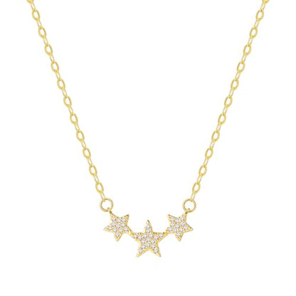 Starain Heart Necklaces for Women Dainty Cubic Zirconia Love Heart Pendant Necklace 18K Gold Plated Chain Trendy Stuff Jewelry - color: N Gold Stars Necklace