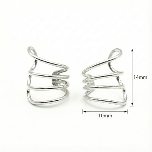 925 Sterling Silver Ear Cuff, Handmade Single Band Adjustable Non Piercing Clip On Cartilage Earring, Minimalist Ear Wrap Faux Piercing Jewelry for Women - style: Pair Multi Curved Band