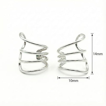 925 Sterling Silver Ear Cuff, Handmade Single Band Adjustable Non Piercing Clip On Cartilage Earring, Minimalist Ear Wrap Faux Piercing Jewelry for Women - style: Pair Multi Curved Band