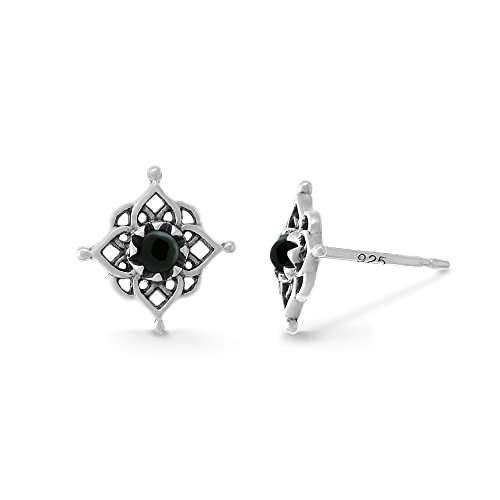 Boma Jewelry Sterling Silver Filigree Stud Earrings - color: Onyx