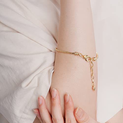 tiggell 5pcs Chain Bracelets Kit Silver Plated Snake Chain with Heart Lobster European Charm Bracelet for Christmas DIY Women Jewelry Findings Bracelet Making (gold) - color: gold
