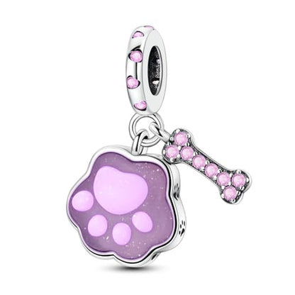 14K Gold Plated Charms for Bracelets Necklace Star Moon Cross Beads Woman | 925 Sterling Silver Charms Butterfly Cute Cat Dog Evil Eye Lucky Bracelet Beads Aesthetic Peandant Jewelry Gift for Mom - color: pink 1