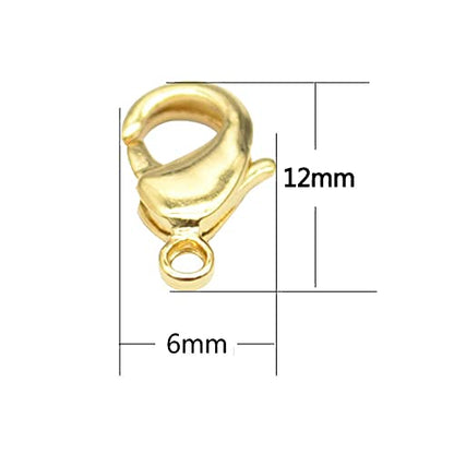 Drema 100Pcs Jewelry Clasps with Open Jump Rings,Small Metal Alloy Lobster Claw Clasps Clip for Handmade Necklace, Bracelet Jewelry Making Accessories Fastener Hook,12mm x 6mm (Gold) D22L