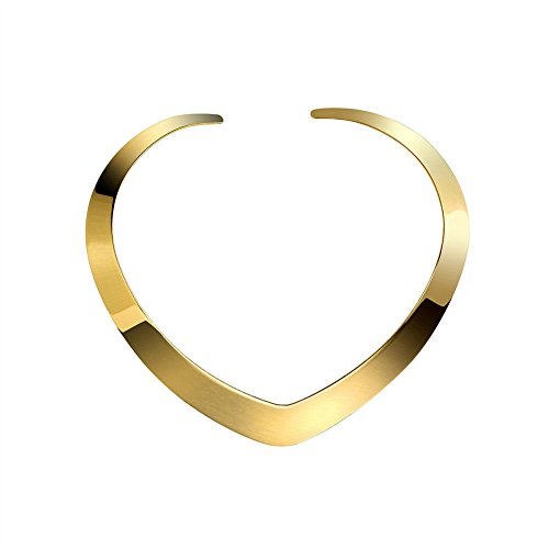 High Polished Stainless Steel Necklace Love Choker Heart Shape Women Statement Jewelry - color: Gold Heart-Shaped