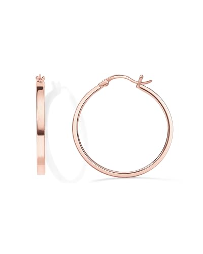PAVOI 14K Gold Plated 925 Sterling Silver Post Lightweight Hoops | 20mm - 30mm Earring | Gold Hoop Earrings for Women - color: Rose Gold, size: 30 Millimeters