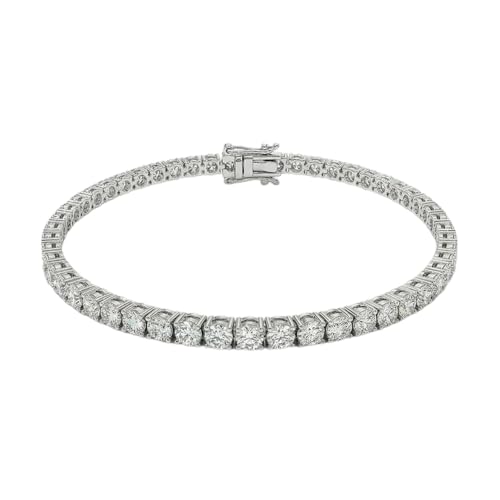 Tennis Bracelet for Women, Cubic Zirconia, Gold or Rhodium, 1.5-3mm | 18K Gold-Plated or Rhodium-Plated Brass, Cubic Zirconia, 1.5-3mm Widths, 6.5-7.5 in, Fade-Resistant, Jewelry Gift Box Ready - color: 3MM | Rhodium-Plated | 7 in