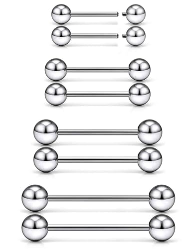16G 14G 12G Titanium Tongue Rings Nipple Piercings Externally/Internally Threaded G23 Hypaollergenic Nipple Tongue Barbells Piercing Jewelry for Women Men 12mm 14mm 16mm 19mm Bars - style: 16G-12mm 14mm 16mm 19mm Bars-Internally Threaded
