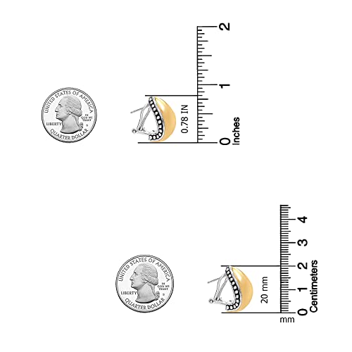 LeCalla 925 Sterling Silver Omega Back Stud Earrings for Women | Classic Pierced Omega Closure Earring | Earring Jewelry Gift for Her, Wife or Girlfriend | Daily Wear & Special Occasion Earring - color: Two-Tone Pierce
