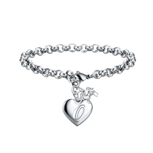 Monily Birthday Gifts for Women Initial Charm Bracelets for Women Letters Alphabet Heart Bracelet for Women - color: O: Unicorn