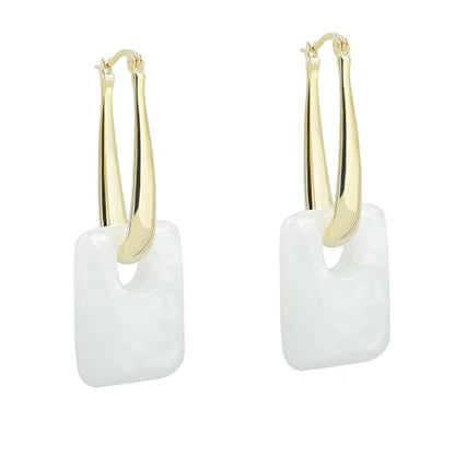 Multicolor Acrylic Dangle Hoop Earrings for Women, 2-Way Detachable Geometric Statement Earrings, Lightweight Fashion Jewelry Gifts - color: White