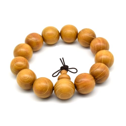 Zen Dear Natural Golden Sandalwood Mexican Bocote Mala Prayer Bead Bracelet Link Wrist Necklace Mala Beads - style: 18mm 13 beads