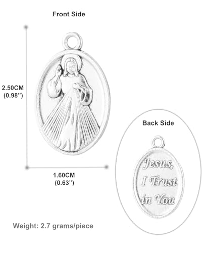Saint Therese of Lisieux/Saint Mother Teresa of Calcutta/Divine Mercy Jesus/Mater Dolorosa Patron Saint Medal Charm Pendant for DIY Rosary Necklace Bracelet Jewelry Making Part - color: 30pcs-Divine Mercy Jesus medal