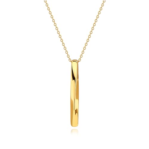 PEARLADA 18k Gold Plated Chain Long Necklace, Boho Sweater Necklace for Women, Geometric Pendant Y Necklace - color: Bar