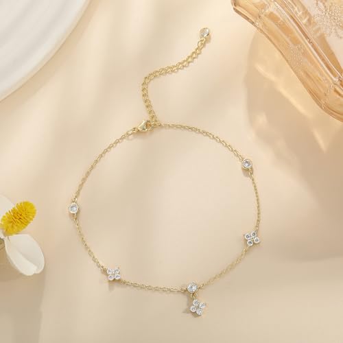 Anklets for Women Waterproof 14K Gold Plated Beach Ankle Bracelets | Dainty Summer Butterfly Clover Anklet Non Tarnish, Heart Bow Anklet, Layered Beach Jewelry, Accessories for Women Trendy - color: Gold 2