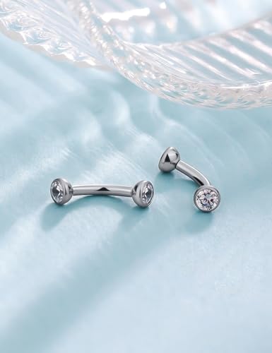 F136 Titanium 16g 6/8/10mm Eyebrow/Rook/Snug/Vertical-Labret/VCH/Snake-Eyes/Anti-Tragus/Christina/Daith/Belly-Button/Bridge/Hood/Surface Curved Barbell Piercing Jewelry for Women Men - color: White, size: 6 mm (1/4 in)