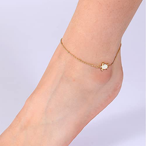 Lit Wall Gold Anklets for Women 18K Gold Plated Adjustable Summer Simple Foot Jewelry Ankle Bracelet for Women - style: Turtle