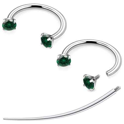 F136 Titanium 20/18/16/14g Horseshoe Nose Septum Lip Ear Rings Piercings 8/10/12mm Cartilage Helix Daith Earrings Jewelry for Women Men - color: Green, size: 18g*1/2in(12mm)