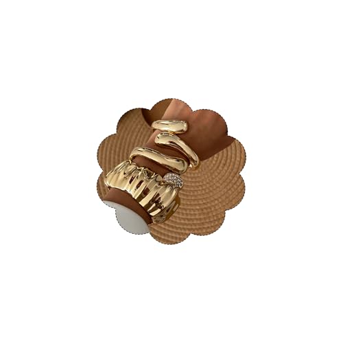 Chunky Gold Bangle Bracelets for Women Trendy Irregular Statement Cuff Bracelets Stack Wide Minimalist 3PCS Bangle Set Jewelry - style: Gold A