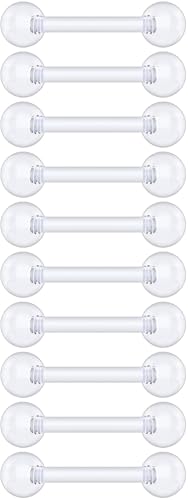 Plastic Tongue Rings For Surgery - Clear Plastic Tongue Rings For Work - Hypoallergenic Straight Barbell Bioflex Ring Piercing Jewelry - Clear Industrial Piercing Jewelry - color: 16G - 6mm (1/4)