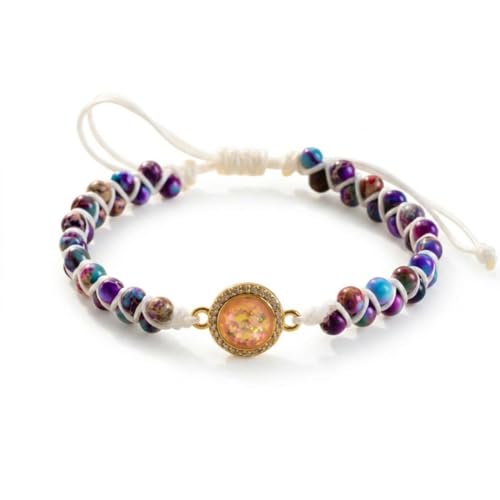 YGLINE Stone Bead Yoga Meditation Bracelet Healing Crystal Double Layer Natural Gemstone Beaded Relax Anxiety Bracelets for Women Men - color: Artificial opal