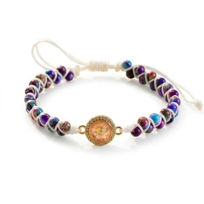 YGLINE Stone Bead Yoga Meditation Bracelet Healing Crystal Double Layer Natural Gemstone Beaded Relax Anxiety Bracelets for Women Men - color: Artificial opal