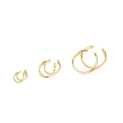 PAVOI 14K Gold Plated Hoop Earrings for Women - 2mm Thick Infinity Hoops - Lightweight Loop Earrings Set
