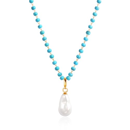 Aobei Pearl 18K Gold Plated Pendant Necklace for Women Dainty Gold Chain Choker Love Heart Disc Coin Pearl Cross Toggle Jewelry - style: Removeable Pearl Pendant