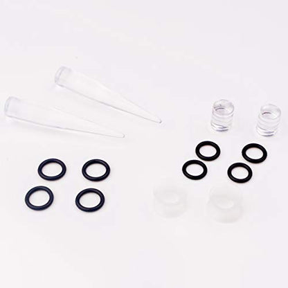 50 Pcs Ear Gauges Stretching Kit 14G-00G | Acrylic Tapers and Plugs Silicone Tunnels, Gauge Expanders Stretching Kit, Piercing Earring Jewelry for Men and Women - color: Clear