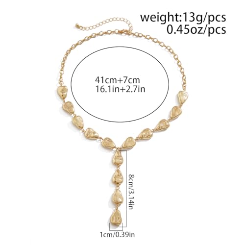 ZMANYIJEW Y-Shaped Collarbone Necklaces Irregular Baroque Metal Lava Necklace Simple Gold&Silver Plated Fashion Irregular Geometric Necklace for Women - color: gold