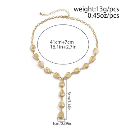 ZMANYIJEW Y-Shaped Collarbone Necklaces Irregular Baroque Metal Lava Necklace Simple Gold&Silver Plated Fashion Irregular Geometric Necklace for Women - color: gold