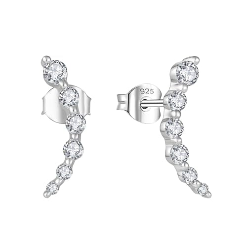 Starchenie 925 Sterling Silver Climber Earring Ear Crawler Stud Earrings for Women - color: Silver