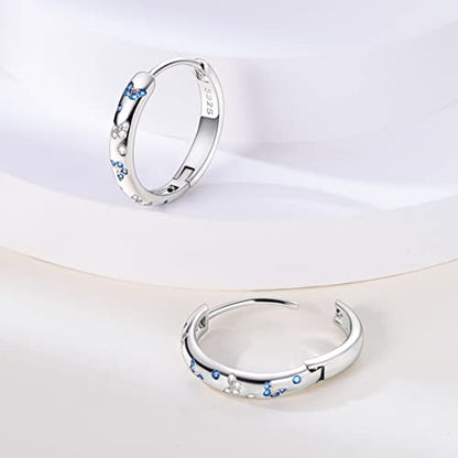 Parmuz 925 Sterling Silver Earrings Hoops for Women Ladies Simple Lightweight Twisted Medium Hoop Earrings With Cubic Zirconia Hypoallergenic Jewelry for Her - color: shining butterfly earring