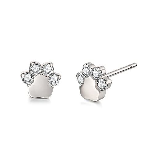 Limerencia G23 Pure Titanium Hypoallergenic Earrings | F136 Implant Grade Titanium Jewelry for Sensitive Ears - color: Cat Paws CZ