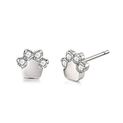 Limerencia G23 Pure Titanium Hypoallergenic Earrings | F136 Implant Grade Titanium Jewelry for Sensitive Ears - color: Cat Paws CZ