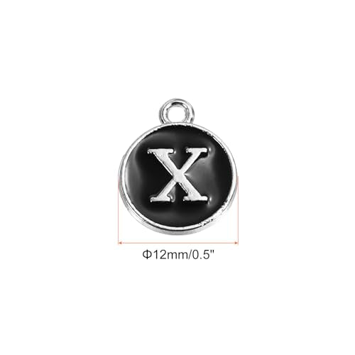 MECCANIXITY Alphabet Enamel Letter Charm Jewelry Charm Pendant for Jewelry Making, Bracelet, Craft - style: X