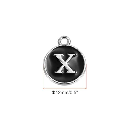 MECCANIXITY Alphabet Enamel Letter Charm Jewelry Charm Pendant for Jewelry Making, Bracelet, Craft - style: X