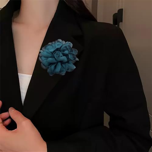Dainty Fabric Rose Flower Large Brooch Lapel Pins Flower Brooches Pin Classic for Wedding Party Dance Banquet for Women Dress Suit Clothes Accessories Jewelry 100mm - color: Dark Green 2