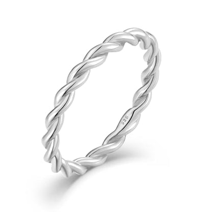 Twisted Rings 925 Sterling Silver Stackable Ring Jewelry Gifts for Women - color: 18K White Gold Plated, size: 8