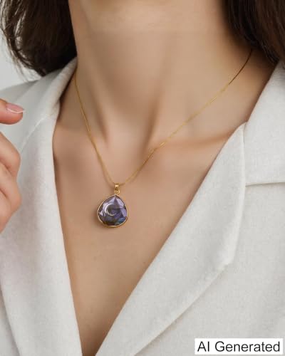 Da Piao Liang Labradorite Crescent Moon Energy Necklace, Healing Crystal Pendant With Stainless Steel Chain, Spiritual Jewelry - color: Gold