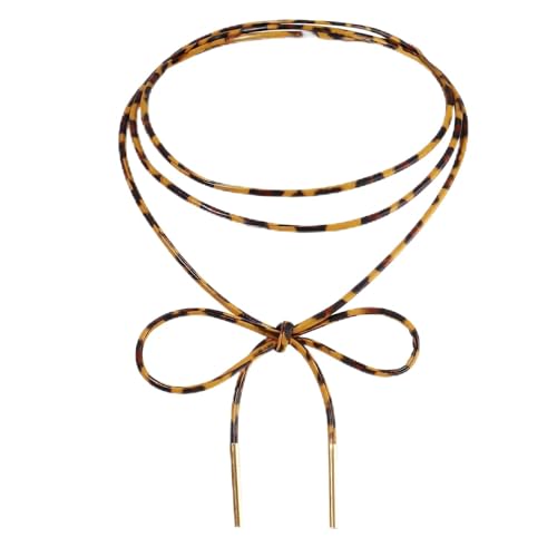 Coiris 6 Pcs Bow Choker Necklace for Women Velvet Gothic Punk Tie Choker Sexy Long Wrap Rope Collar - color: Leopard