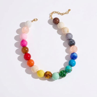 Chunky Beaded Necklace for Women, Colorful Trendy Statement Summer Jewelry Gift - color: necklace-4