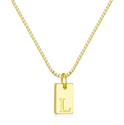 Initial Necklaces for Women 14K Gold Plated Letter Necklace Dainty Waterproof Pendant Necklace Personalized Gifts Trendy Gold Jewelry - color: L