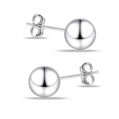 Charmsy 925 Sterling Silver Ball Post Stud Earrings for Women | Round Hammered Lightweight Disco Classic Ball Stud Earring for Women Teen | Sizes 3mm-11mm - style: 8mm-Classic